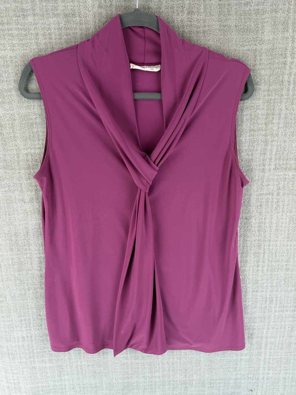 Tiffany & Grey Blouse Womens XL Purple V-Neck Jersey Stretch Pullover